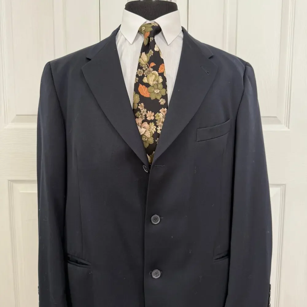 Murano Italy Men's Navy 100%Wool Super 100's Sportscoat Blazer Size 48R